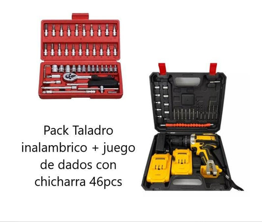 Pack Taladro Inalam + juego dados 46pcs - SuperElectro