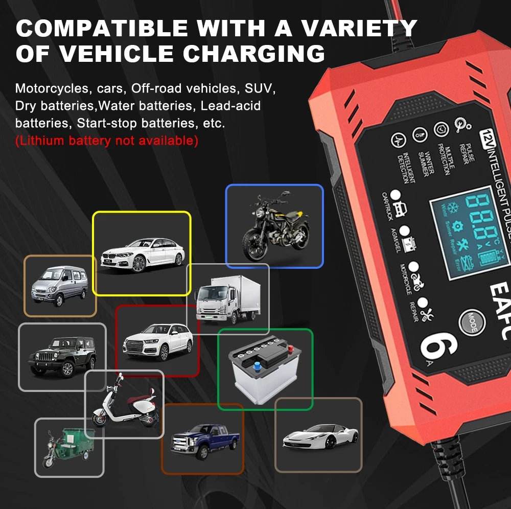 Cargador de batería de automóvil 6A 12V - SuperElectro