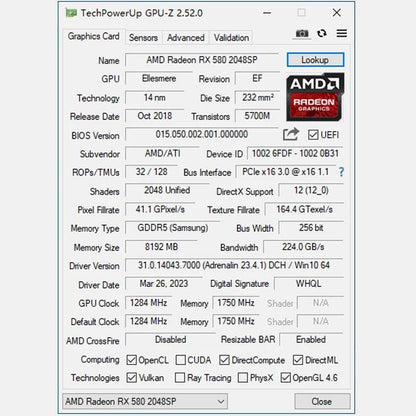 AMD Radeon RX 580 8GB GDRR5 256-bit - SuperElectro